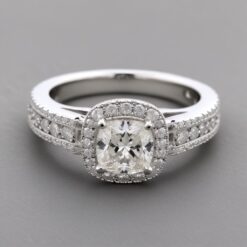 Cushion Unique 1.11 Carat Diamond Solid Gold Engagement Ring - LDUC004
