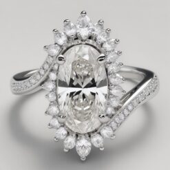 Oval Unique 0.72 Carat Diamond Solid Gold Engagement Ring - LDUO003