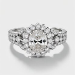Oval Unique 0.87 Carat Diamond Solid Gold Engagement Ring - LDUO007