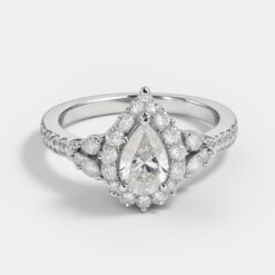 Pear Unique 0.42 Carat Diamond Solid Gold Engagement Ring - LDUP004
