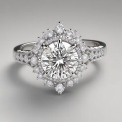Round Unique 0.9 Carat Diamond Solid Gold Engagement Ring - LDUR0010