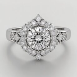 Round Unique 0.36 Carat Diamond Solid Gold Engagement Ring - LDUR007