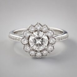 Round Unique 0.42 Carat Diamond Solid Gold Engagement Ring - LDUR008