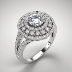Round Unique 1.8 Carat Diamond Solid Gold Engagement Ring - LDUR009