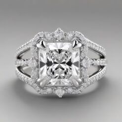 Radiant Unique 1.08 Carat Diamond Solid Gold Engagement Ring - LDURT009