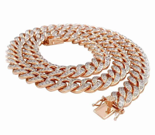 8 Carat Lab Grown Diamond Mens Cuban Link Chain Necklace Solid Gold 7 MM