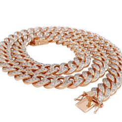 12 Carat Lab Grown Diamond Mens Cuban Link Chain Necklace Solid Gold 10MM