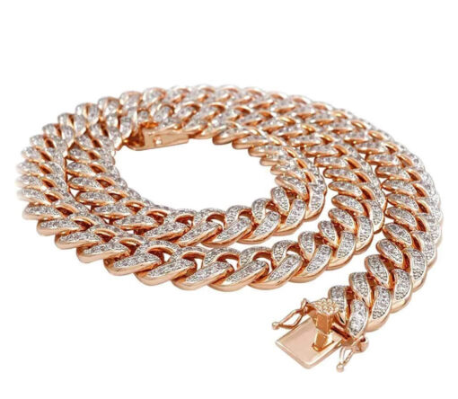 12 Carat Lab Grown Diamond Mens Cuban Link Chain Necklace Solid Gold 10MM