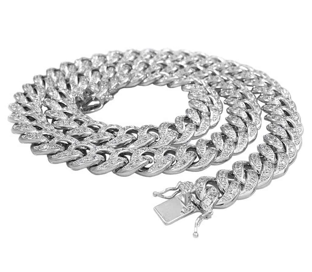 12 Carat Lab Grown Diamond Mens Cuban Link Chain Necklace Solid Gold 10MM