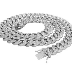 8 Carat Lab Grown Diamond Mens Cuban Link Chain Necklace Solid Gold 7 MM