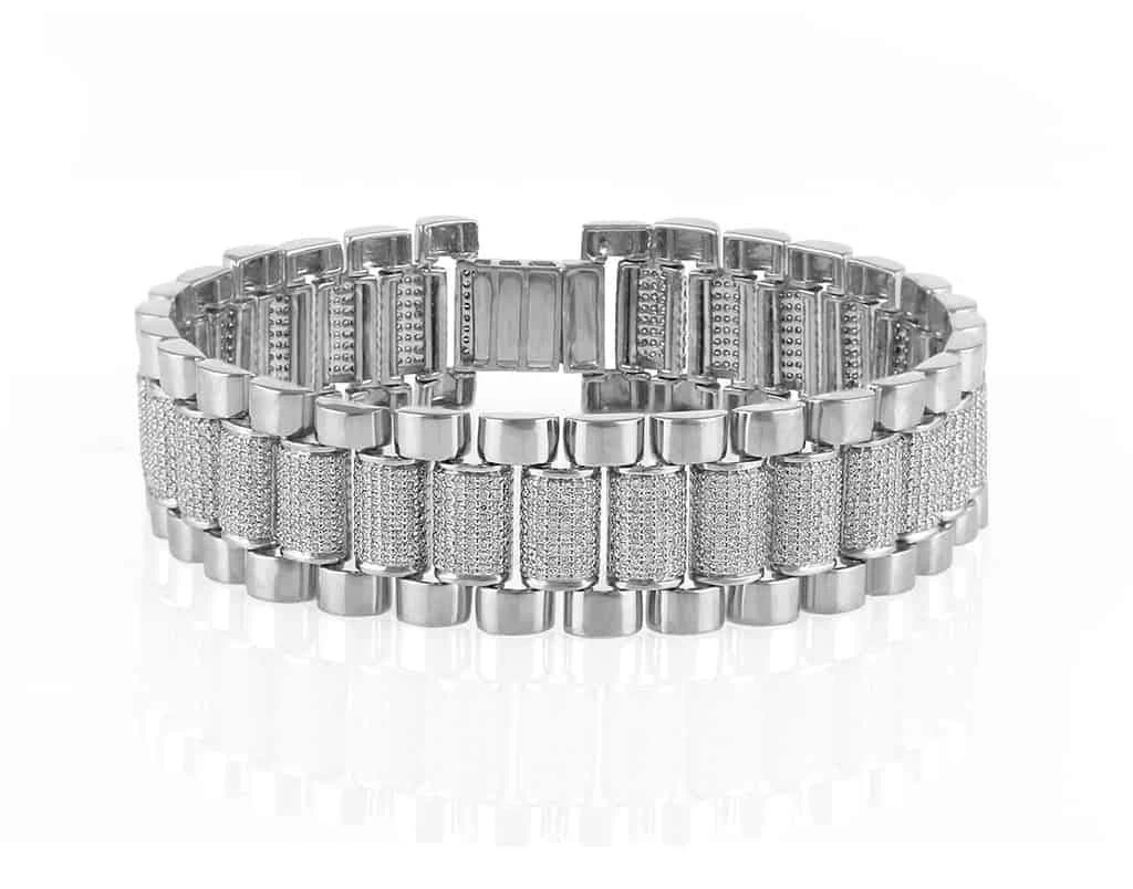 12 Carat Lab Grown Diamond Mens Cuban Link Bracelet Solid Gold 13 MM