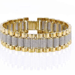 12 Carat Lab Grown Diamond Mens Cuban Link Bracelet Solid Gold 16 MM