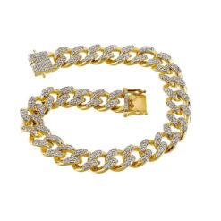 3 Carat Lab Grown Diamond Mens Cuban Link Bracelet Solid Gold