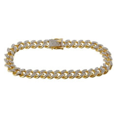 3 Carat Lab Grown Diamond Mens Cuban Link Bracelet Solid Gold