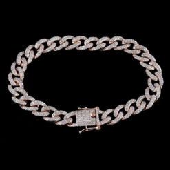 4 Carat Lab Grown Diamond Mens Cuban Link Bracelet Solid Gold