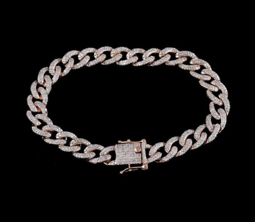 4 Carat Lab Grown Diamond Mens Cuban Link Bracelet Solid Gold