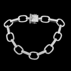 3.5 Carat Lab Grown Diamond Mens Cuban Link Bracelet Solid Gold