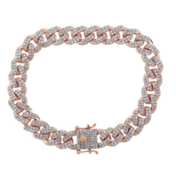 7 Carat Lab Grown Diamond Mens Cuban Link Bracelet Solid Gold 11.5 MM