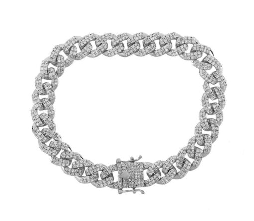 7 Carat Lab Grown Diamond Mens Cuban Link Bracelet Solid Gold 13.5 MM