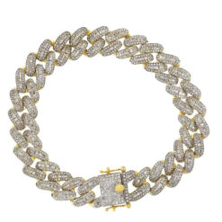 7 Carat Lab Grown Diamond Mens Cuban Link Bracelet Solid Gold 11.5 MM