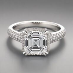 Asscher Cluster 0.66 Carat Diamond Solid Gold Engagement Ring - LDCA009