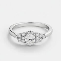 Oval Cluster 0.24 Carat Diamond Solid Gold Engagement Ring - LDCO001