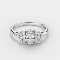 Oval Cluster 0.3 Carat Diamond Solid Gold Engagement Ring - LDCO0012
