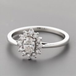 Oval Cluster 0.18 Carat Diamond Solid Gold Engagement Ring - LDCO003