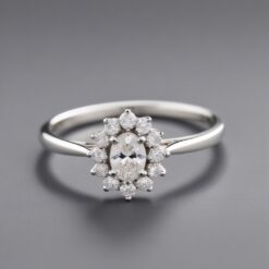 Oval Cluster 0.18 Carat Diamond Solid Gold Engagement Ring - LDCO007