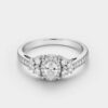 Oval Cluster 0.51 Carat Diamond Solid Gold Engagement Ring - LDCO008