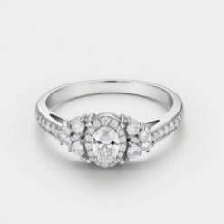 Oval Cluster 0.51 Carat Diamond Solid Gold Engagement Ring - LDCO008