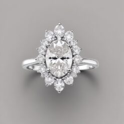 Oval Cluster 0.24 Carat Diamond Solid Gold Engagement Ring - LDCO009