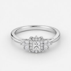 Princess Cluster 0.27 Carat Diamond Solid Gold Engagement Ring - LDCPR0010