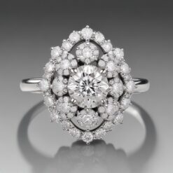 Round Cluster 1.14 Carat Diamond Solid Gold Engagement Ring - LDCR0012