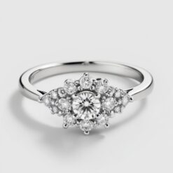 Round Cluster 0.21 Carat Diamond Solid Gold Engagement Ring - LDCR005