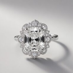 Radiant Cluster 0.39 Carat Diamond Solid Gold Engagement Ring - LDCRT009