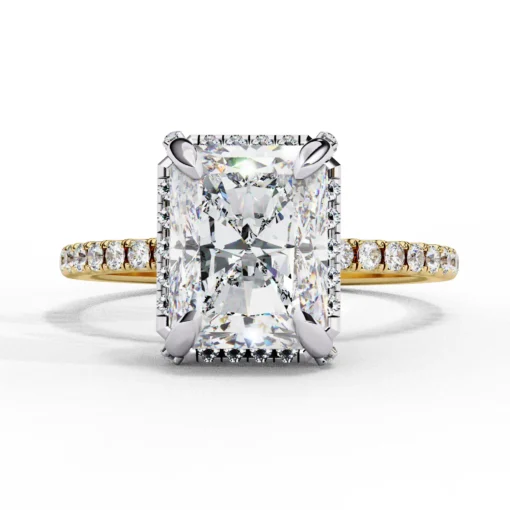 Radiant Diamond Bands 0.34 Carat Diamond Solid Gold Engagement Ring - LDCVD003 - Image 4