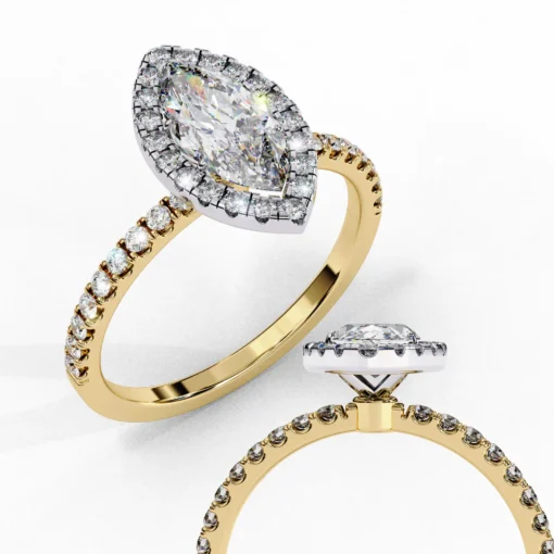 Marquise Diamond Bands 0.34 Carat Diamond Solid Gold Engagement Ring - LDCVD005