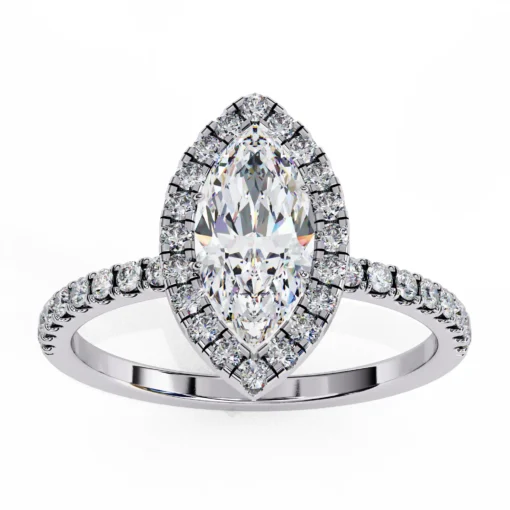 Marquise Diamond Bands 0.34 Carat Diamond Solid Gold Engagement Ring - LDCVD005 - Image 2