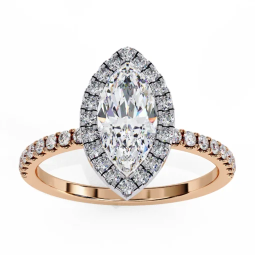 Marquise Diamond Bands 0.34 Carat Diamond Solid Gold Engagement Ring - LDCVD005 - Image 3
