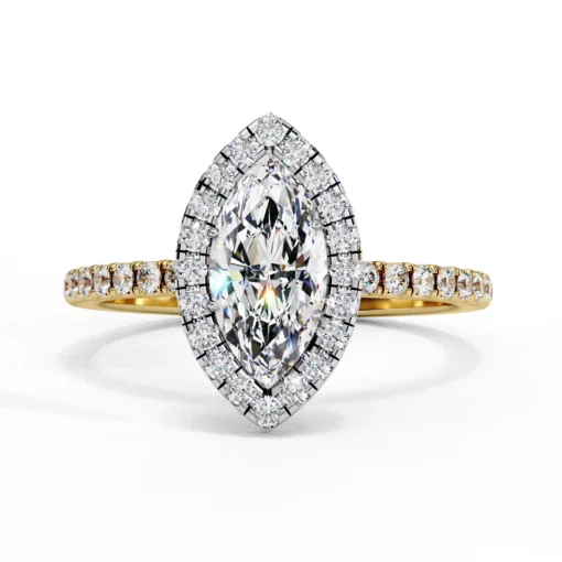 Marquise Diamond Bands 0.34 Carat Diamond Solid Gold Engagement Ring - LDCVD005 - Image 6