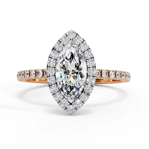 Marquise Diamond Bands 0.34 Carat Diamond Solid Gold Engagement Ring - LDCVD005 - Image 7