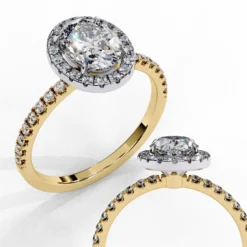 Oval Diamond Bands 0.33 Carat Diamond Solid Gold Engagement Ring - LDCVD006