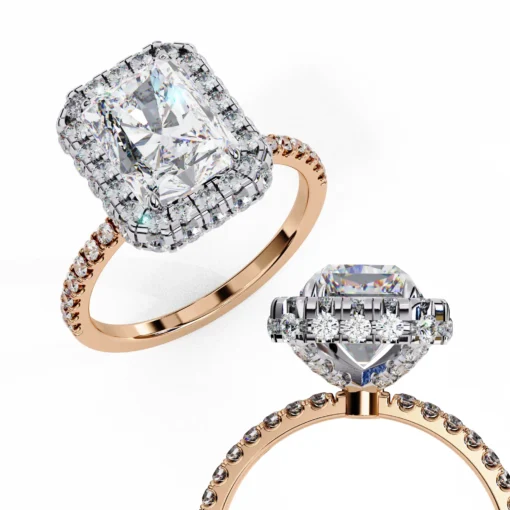 Radiant Diamond Bands 0.73 Carat Diamond Solid Gold Engagement Ring - LDCVD011