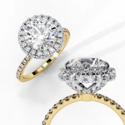 Oval Diamond Bands 0 Carat Diamond Solid Gold Engagement Ring - LDCVD012