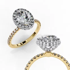 Oval Diamond Bands 0.63 Carat Diamond Solid Gold Engagement Ring - LDCVD013