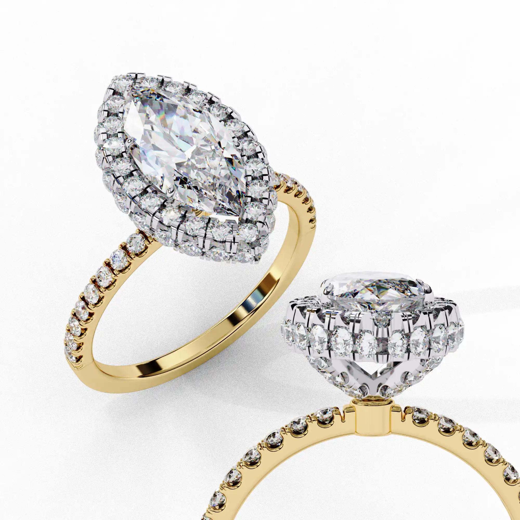 Marquise Diamond Bands 0.63 Carat Diamond Solid Gold Engagement Ring - LDCVD014