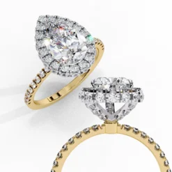 Pear Diamond Bands 0.72 Carat Diamond Solid Gold Engagement Ring - LDCVD015