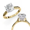 Cushion Solitaire 0 Carat Diamond Solid Gold Engagement Ring - LDCVD016