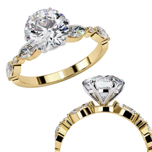 Round Solitaire 0.9 Carat Diamond Solid Gold Engagement Ring - LDCVD020
